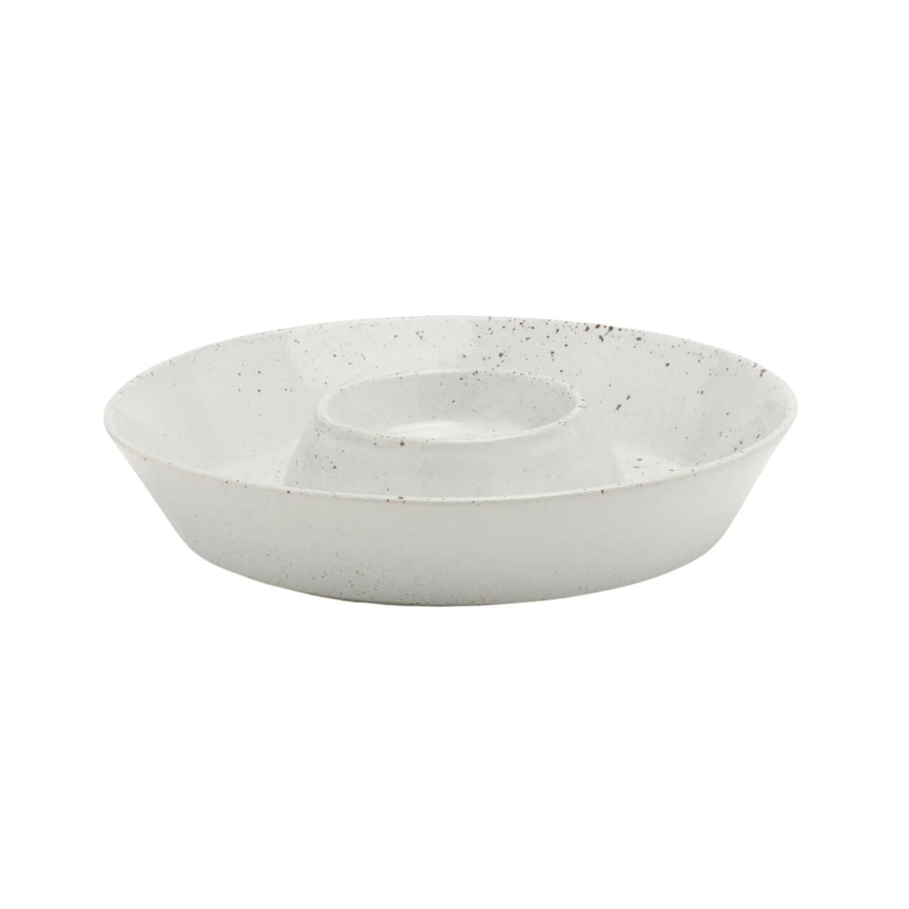 White Salt Glaze Chip and Dip Stoneware Bowl - Serveware - The Well Appointed House