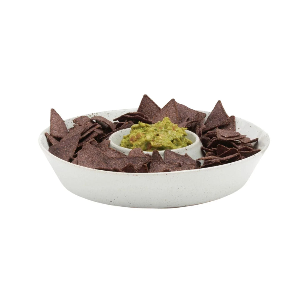 White Salt Glaze Chip and Dip Stoneware Bowl - Serveware - The Well Appointed House
