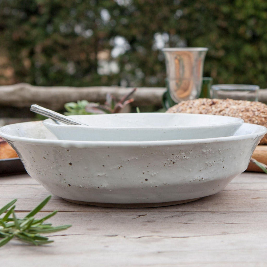 White Salt Glaze Deep Stoneware Serving Bowls - Serveware - The Well Appointed House