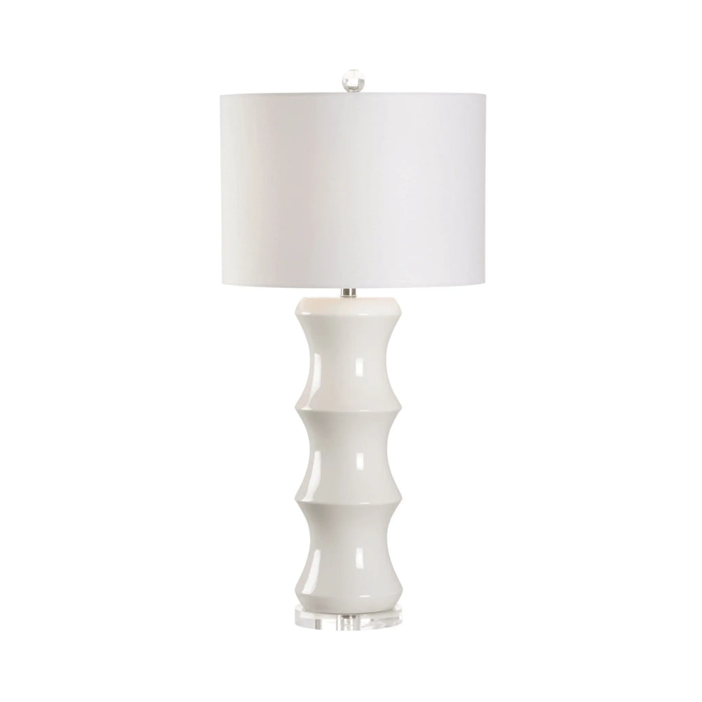 White Shelbourne Bamboo Ceramic Table Lamp - Table Lamps - The Well Appointed House