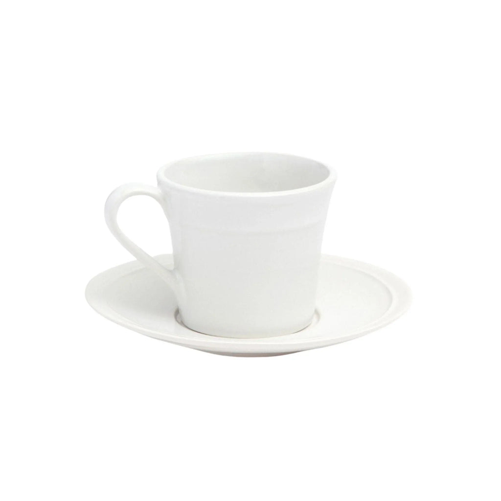 White Stoneware Espresso Cups and Saucers - Drinkware - The Well Appointed House
