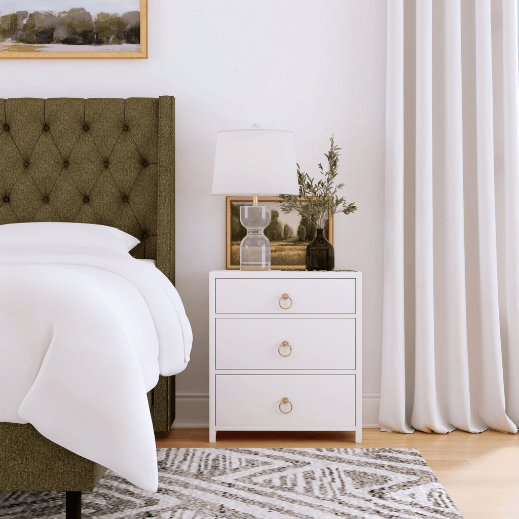 White Three Drawer Wood Nightstand - Nightstands & Chests - The Well Appointed House