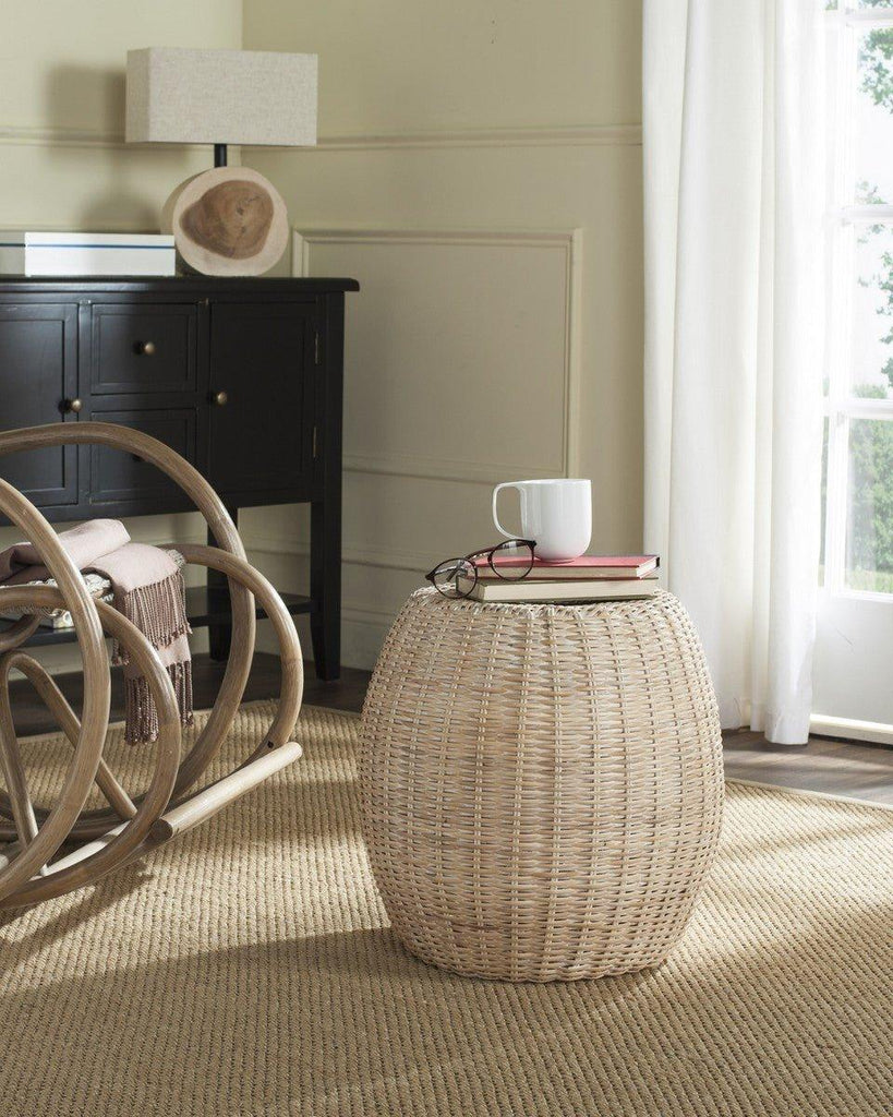 White Wash Rattan Accent Table - Side & Accent Tables - The Well Appointed House