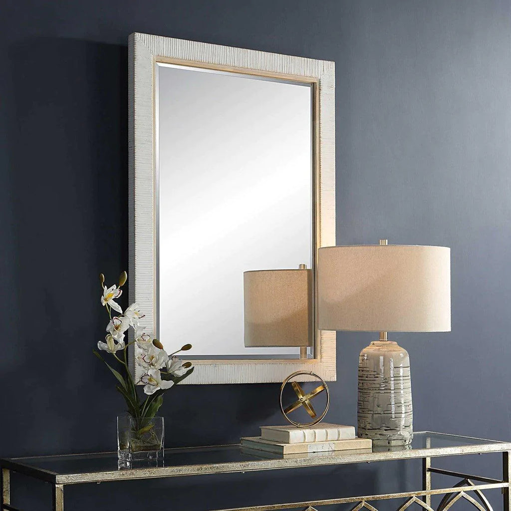 Whitewashed Rattan Wrapped Frame Wall Mirror - Wall Mirrors - The Well Appointed House