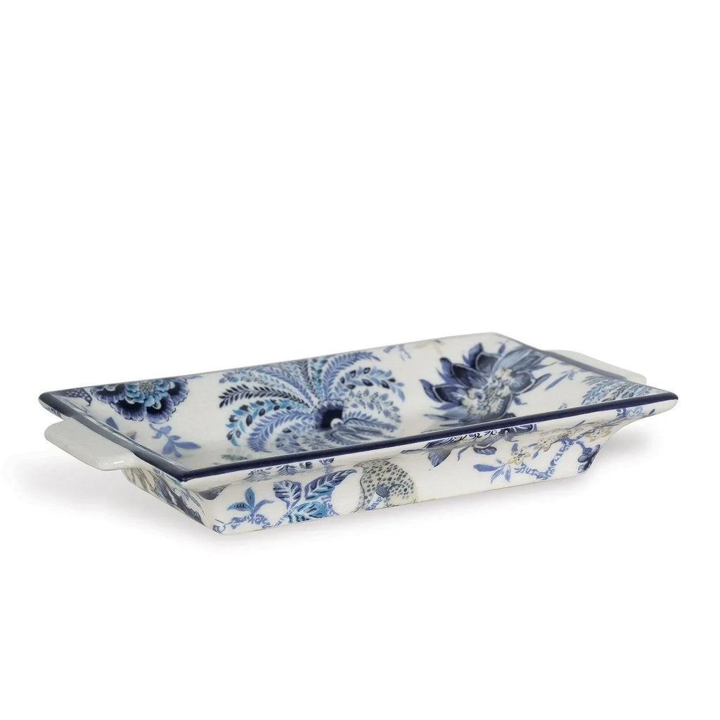 Williamsburg Blue and White Floral Decorative Tray - Decorative Trays - The Well Appointed House