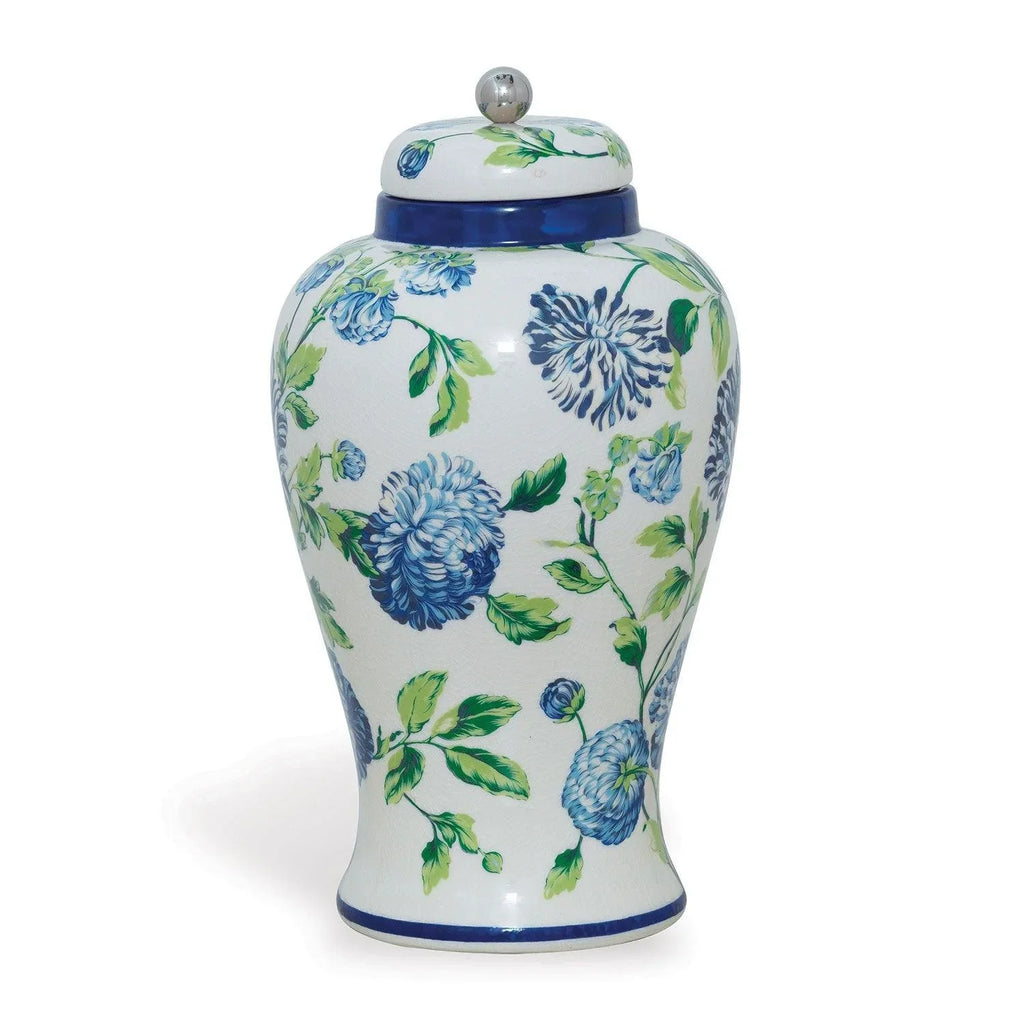 Williamsburg Collection Blue, Green and White Floral Ginger Jar - Vases & Jars - The Well Appointed House