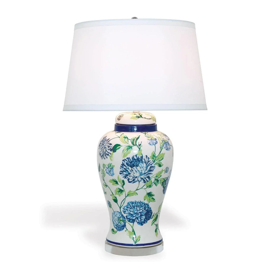 Williamsburg Collection Blue, Green, and White Floral Table Lamp - Table Lamps - The Well Appointed House