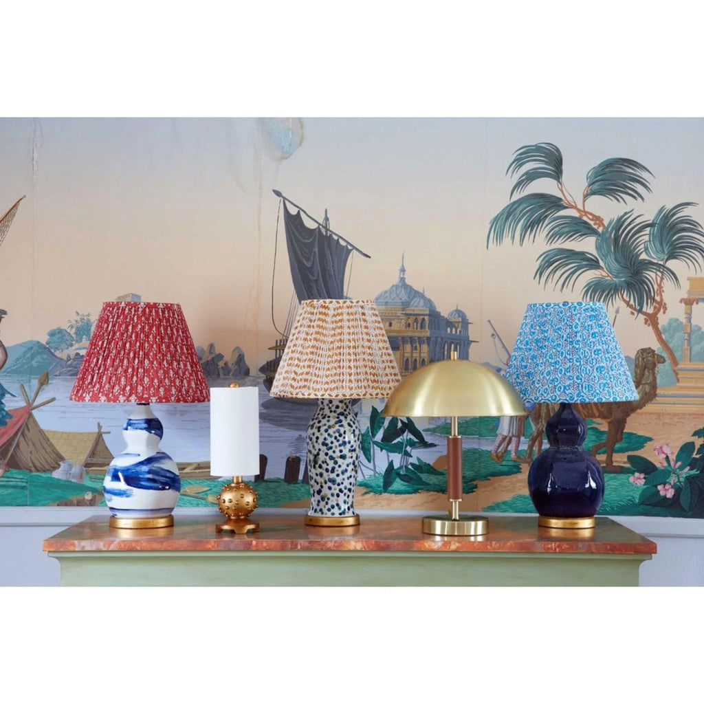 Windsong Blue & White Handblocked Shirred Fabric Lampshade - Lamp Shades - The Well Appointed House