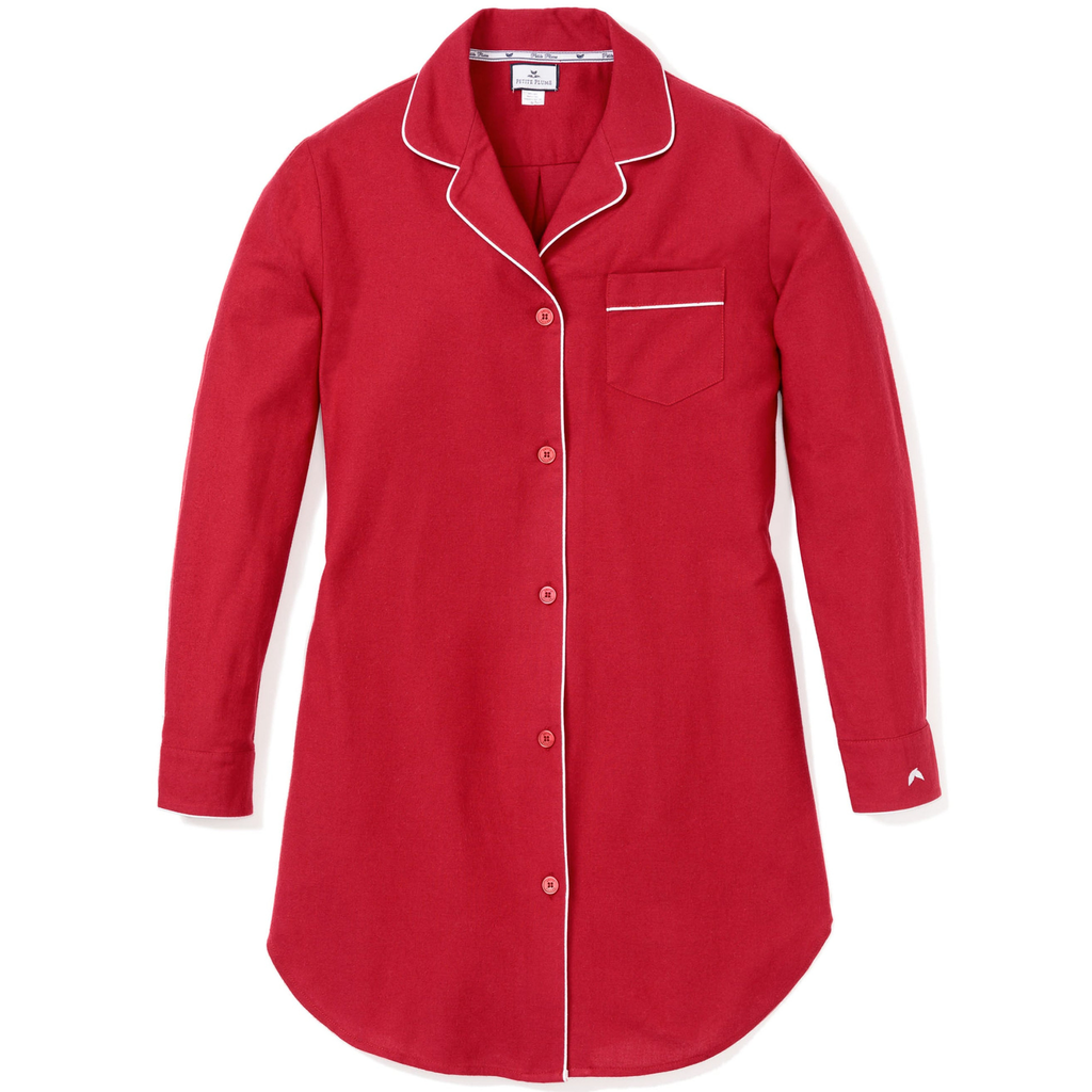 Women's Flannel Nightshirt in Red - The Well Appointed House 
