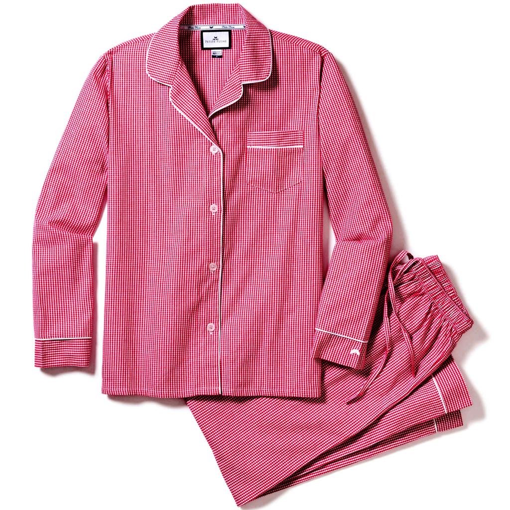 Women's Flannel Pajama Set in Red Mini Gingham - The Well Appointed House 