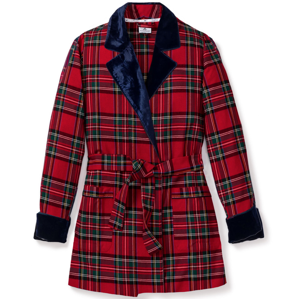Women's Car Coat with Velvet Trim in Imperial Tartan - The Well Appointed House 