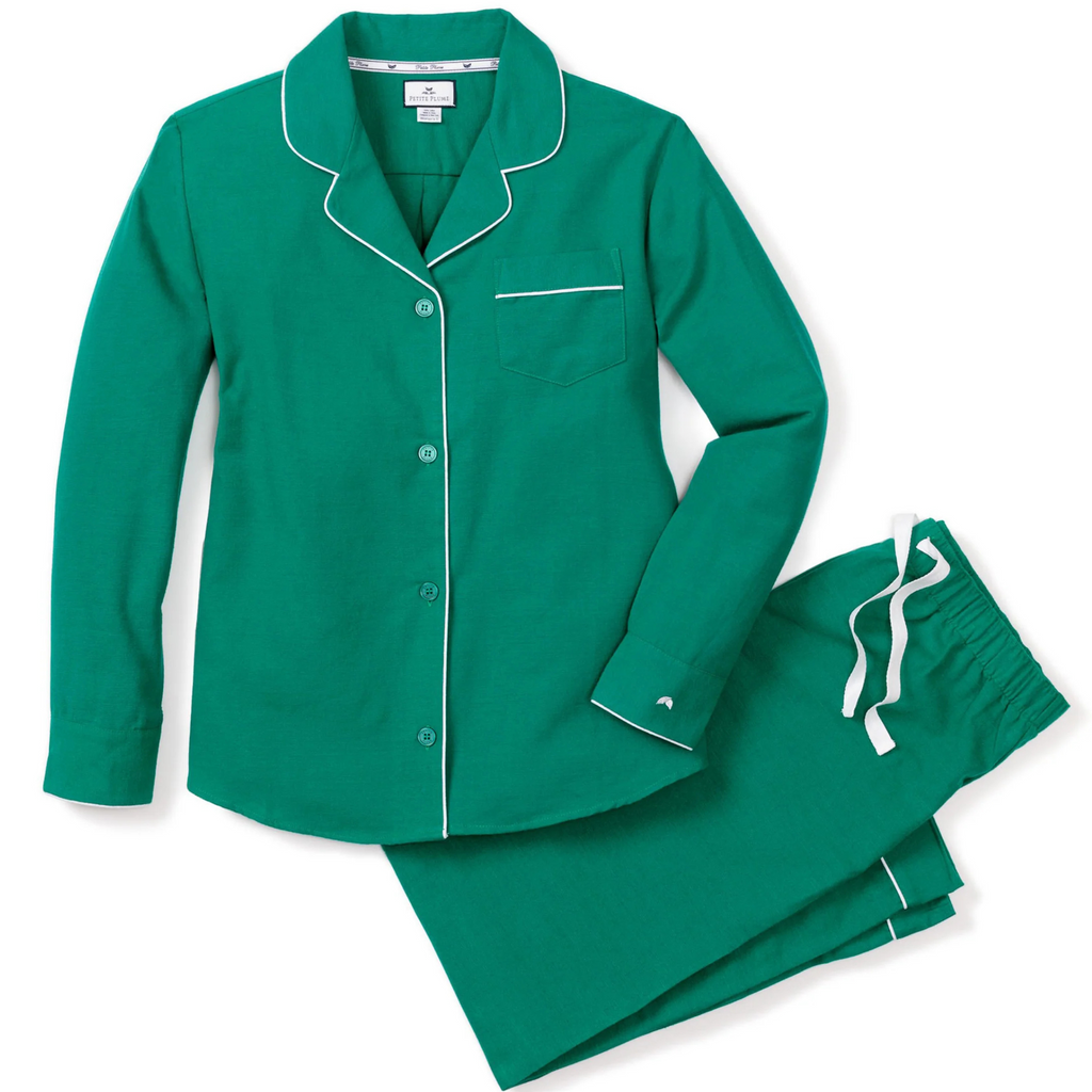 Women's Flannel Pajama Set in Forest Green - The Well Appointed House 