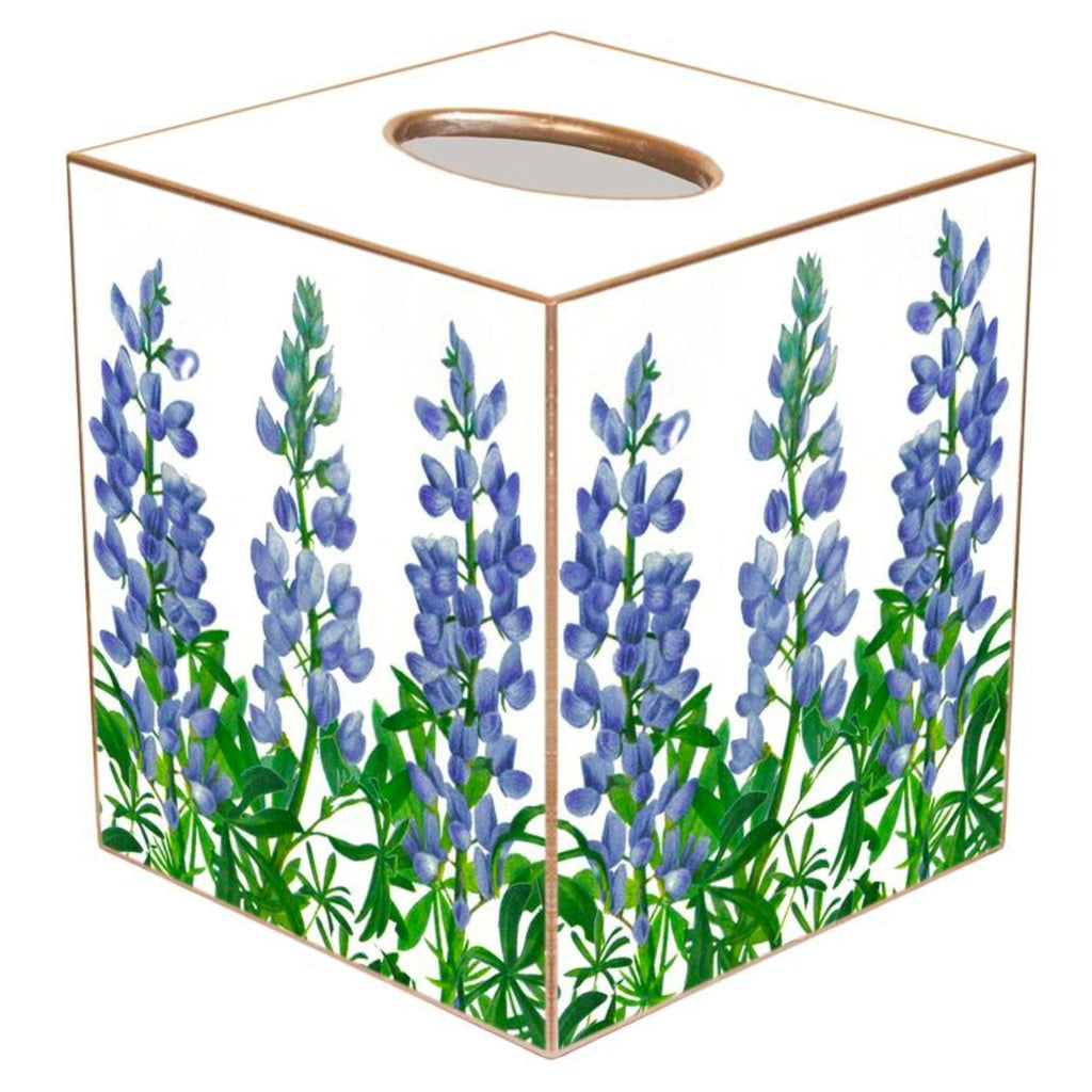 Wood Blue Bonnet Tissue Box Cover - Bath Accessories - The Well Appointed House