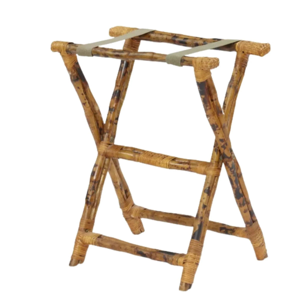 Wood Luggage Rack with Tortoise Finish - End of Bed - The Well Appointed House