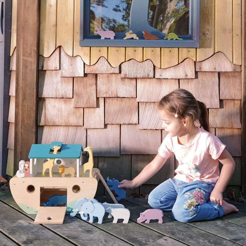 Wooden Noah’s Wooden Ark with Animals Toy - Little Loves Pretend Play - The Well Appointed House