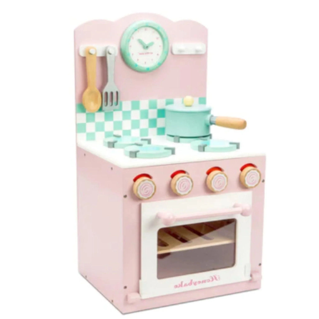 Wooden Pink & Aqua Play Kitchen Oven For Kids - Little Loves Kitchens Food & Kids Grocery - The Well Appointed House