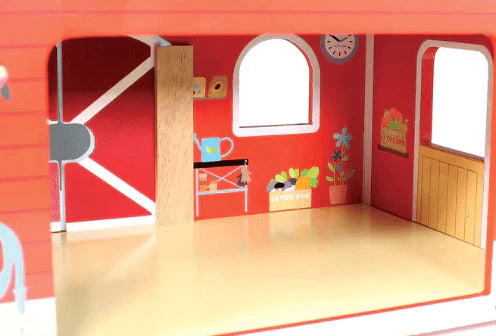 Wooden Red Barn Playset For Kids - Little Loves Pretend Play - The Well Appointed House