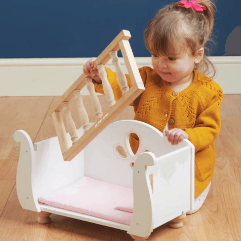 Wooden Sleigh Doll Cot & Crib - Little Loves Dolls & Doll Accessories - The Well Appointed House