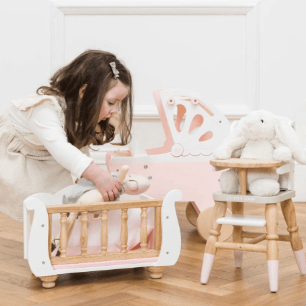 Wooden Sleigh Doll Cot & Crib - Little Loves Dolls & Doll Accessories - The Well Appointed House
