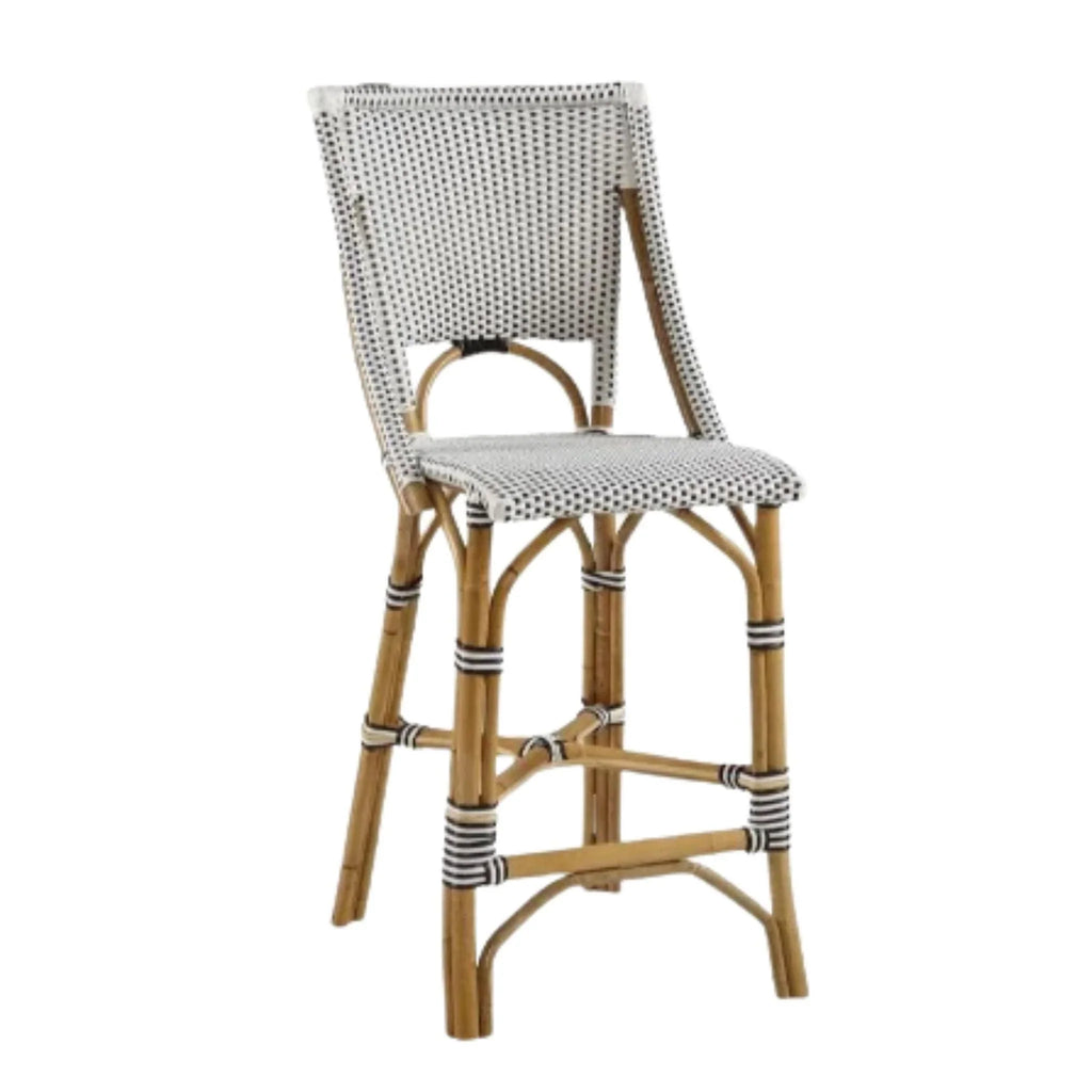 Woven White & Black Bistro Counter Stool - Bar & Counter Stools - The Well Appointed House