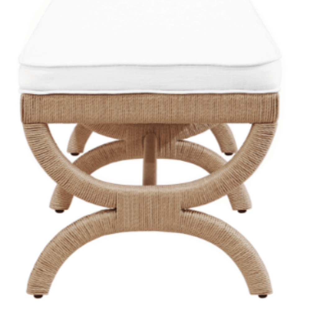 Xanadu Natural Rope Wrapped Upholstered Bench - Ottomans, Benches & Stools - The Well Appointed House