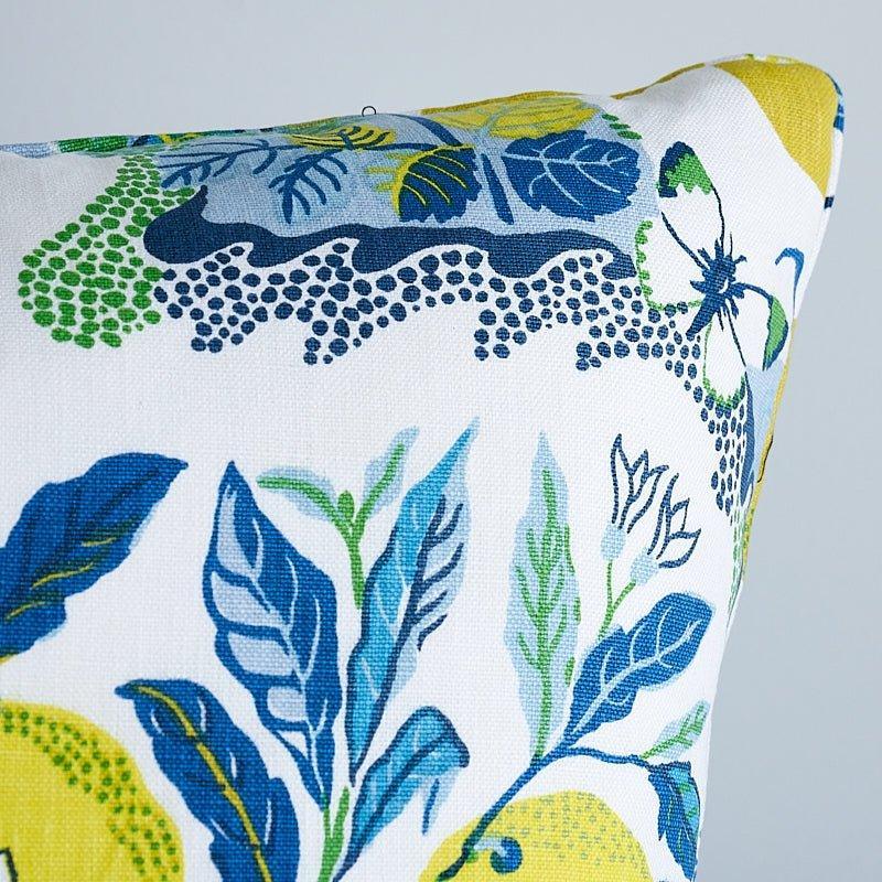 Yellow & Blue Citrus Garden Print 22" Throw Pillow - Pillows - The Well Appointed House