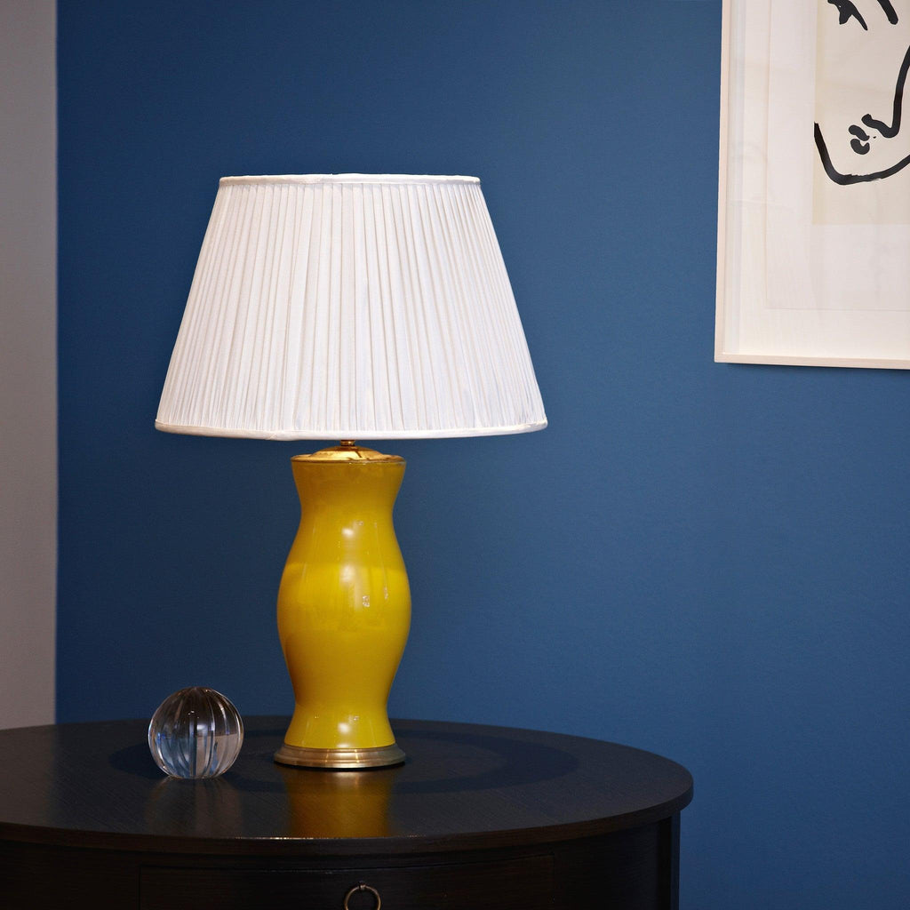 Yellow Handblown Glass Lamp with Brass Accents - Table Lamps - The Well Appointed House