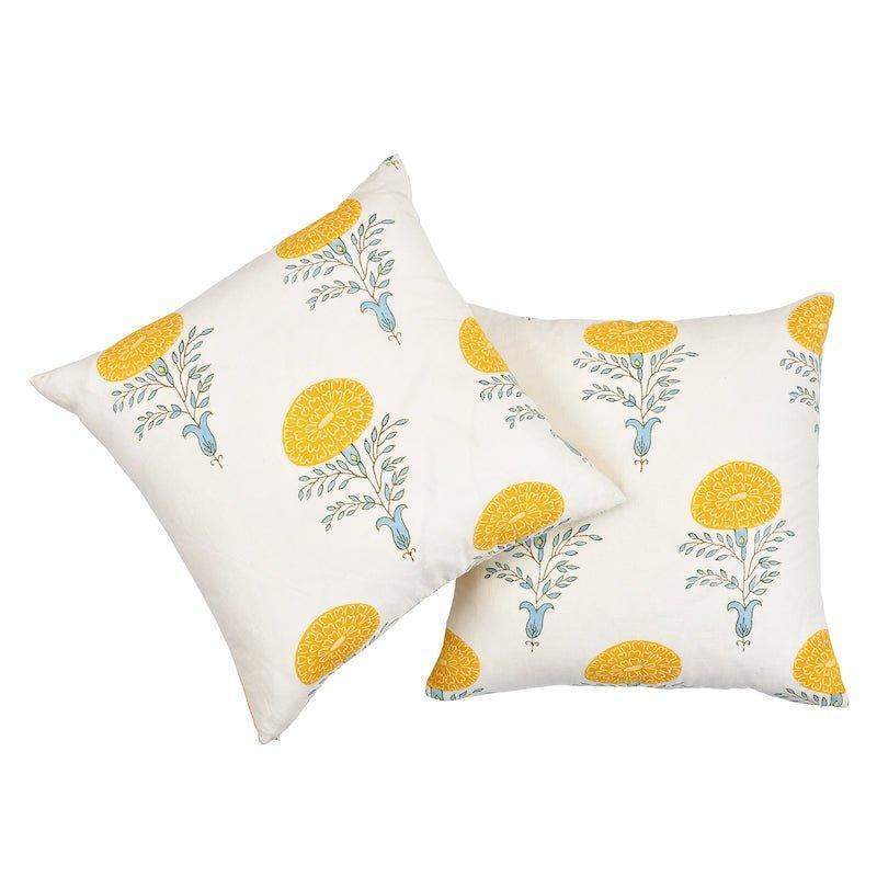 Yellow Marigold 22" Linen Throw Pillow - Pillows - The Well Appointed House