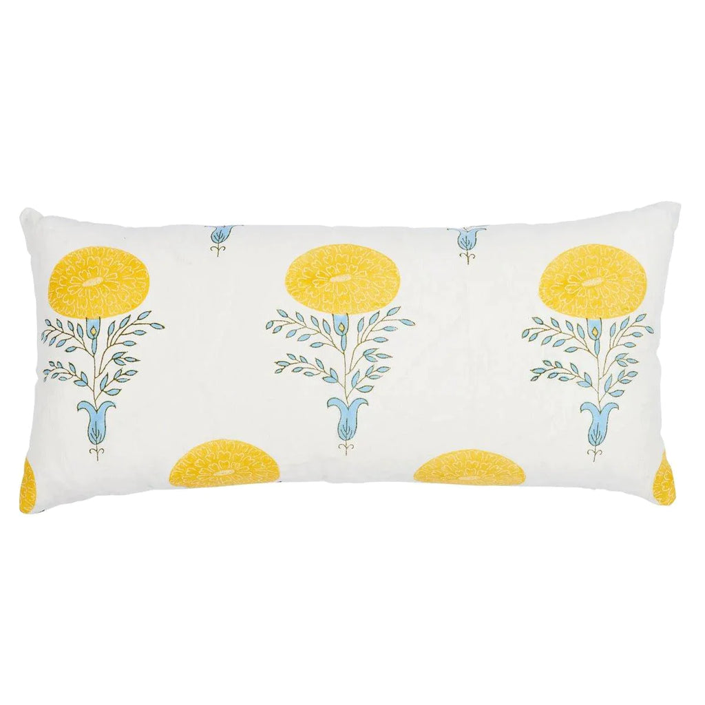 Yellow Marigold Lumbar Linen Throw Pillow - Pillows - The Well Appointed House