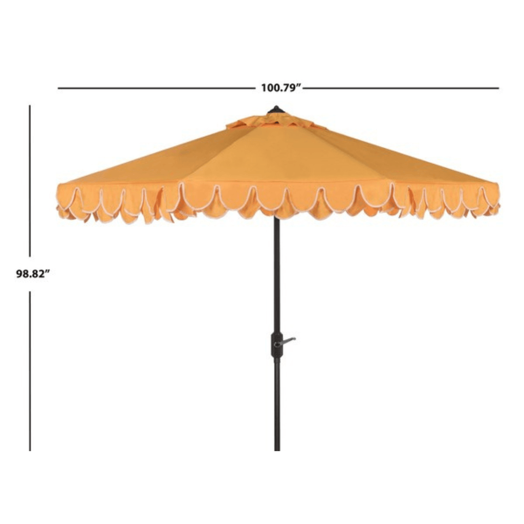 Yellow Two Tier Scalloped Outdoor Umbrella with White Trim - Outdoor Umbrellas - The Well Appointed House