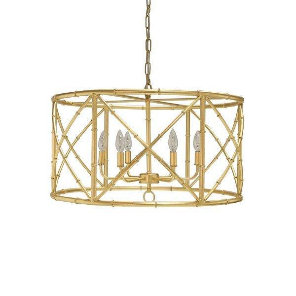 Zia 6 Light Bamboo Chandelier in Gold Leaf - Chandeliers & Pendants - The Well Appointed House