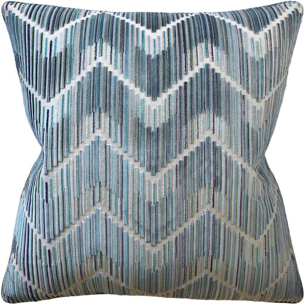 Zig Zag Anniston Peacock Turquoise Chevron Decorative Square Throw Pillow - Pillows - The Well Appointed House