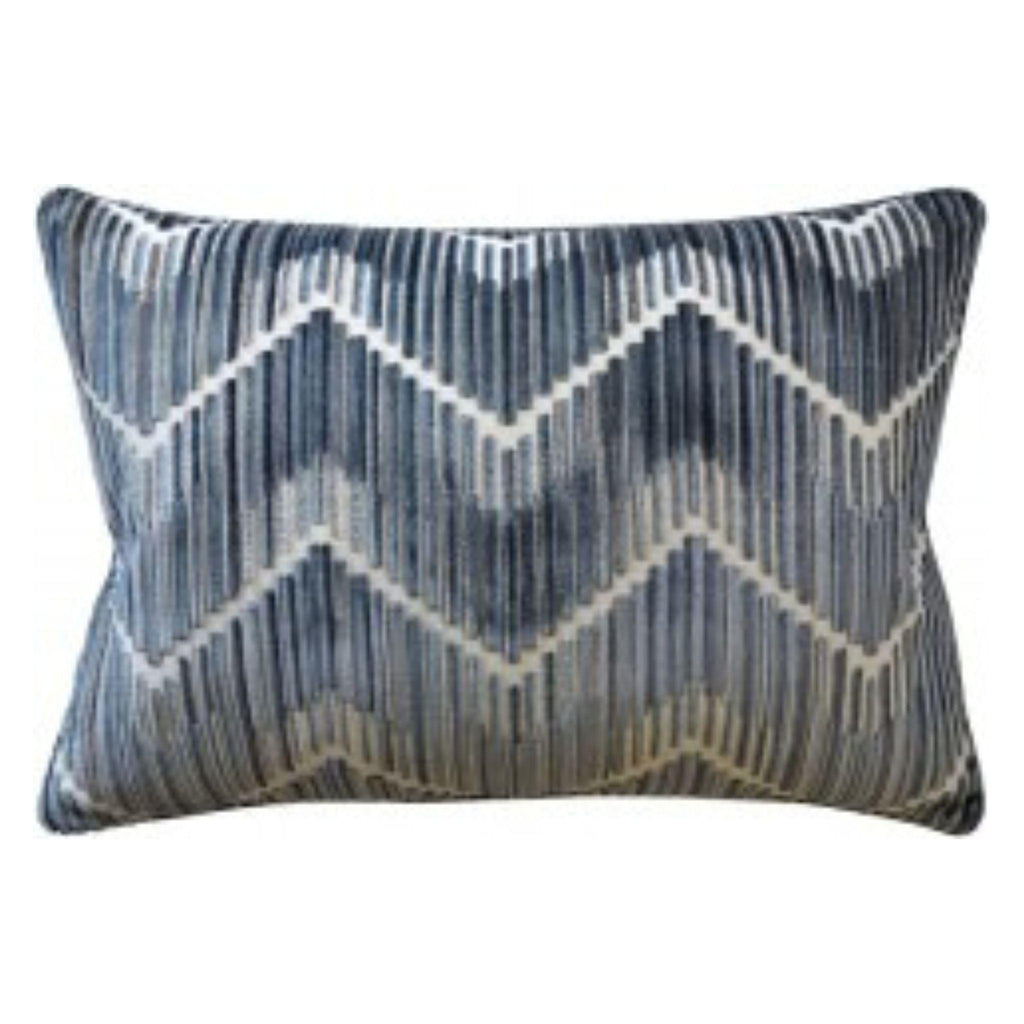 Zig Zag Anniston Steel Blue Chevron Decorative Rectangular Throw Pillow - Pillows - The Well Appointed House