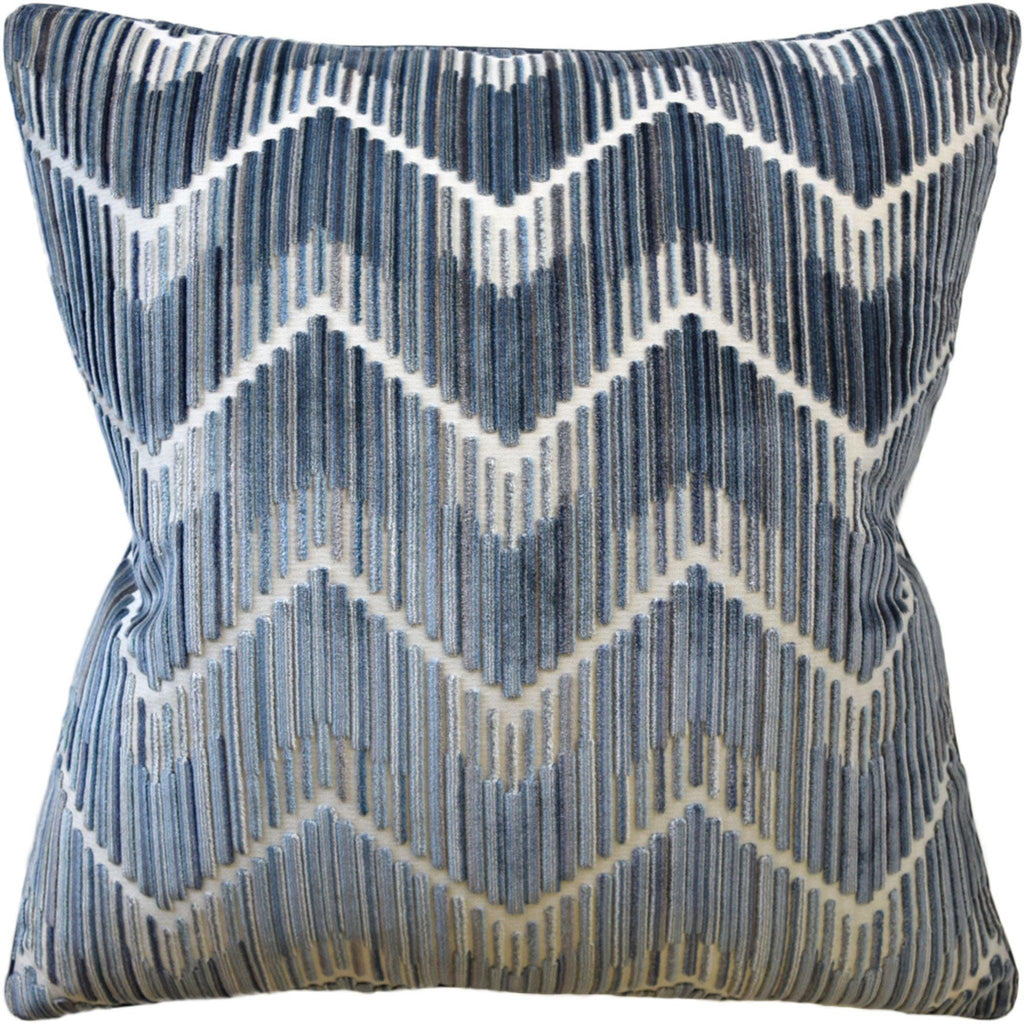 Zig Zag Anniston Steel Blue Chevron Decorative Square Throw Pillow - Pillows - The Well Appointed House