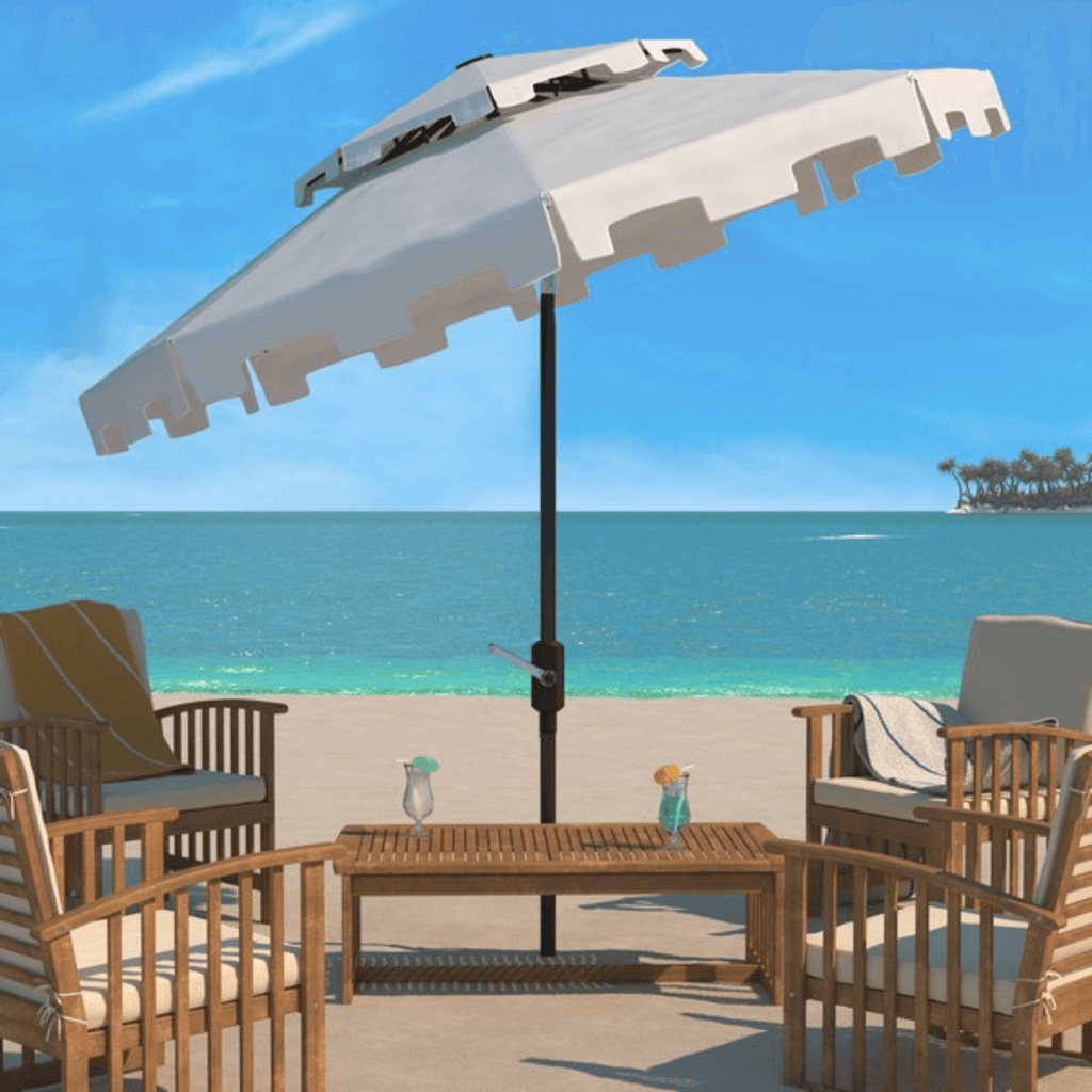9ft Double Top Market Umbrella in White - Outdoor Umbrellas - The Well Appointed House