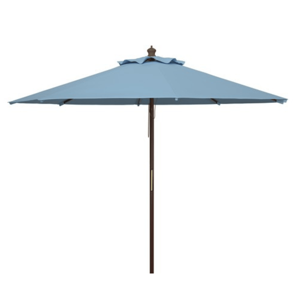 Baby Blue 9ft Wooden Outdoor Umbrella - Outdoor Umbrellas - The Well Appointed House