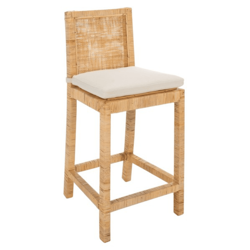 Cane Counter Stool With Cushion - Bar & Counter Stools -  The Well Appointed House
