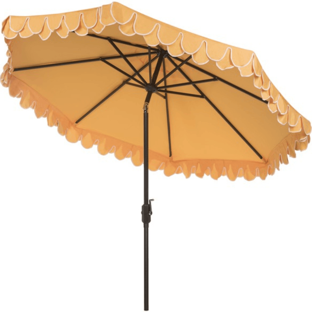 Golden Yellow Elegant Valance 11ft Round Umbrella - Outdoor Umbrellas - The Well Appointed House