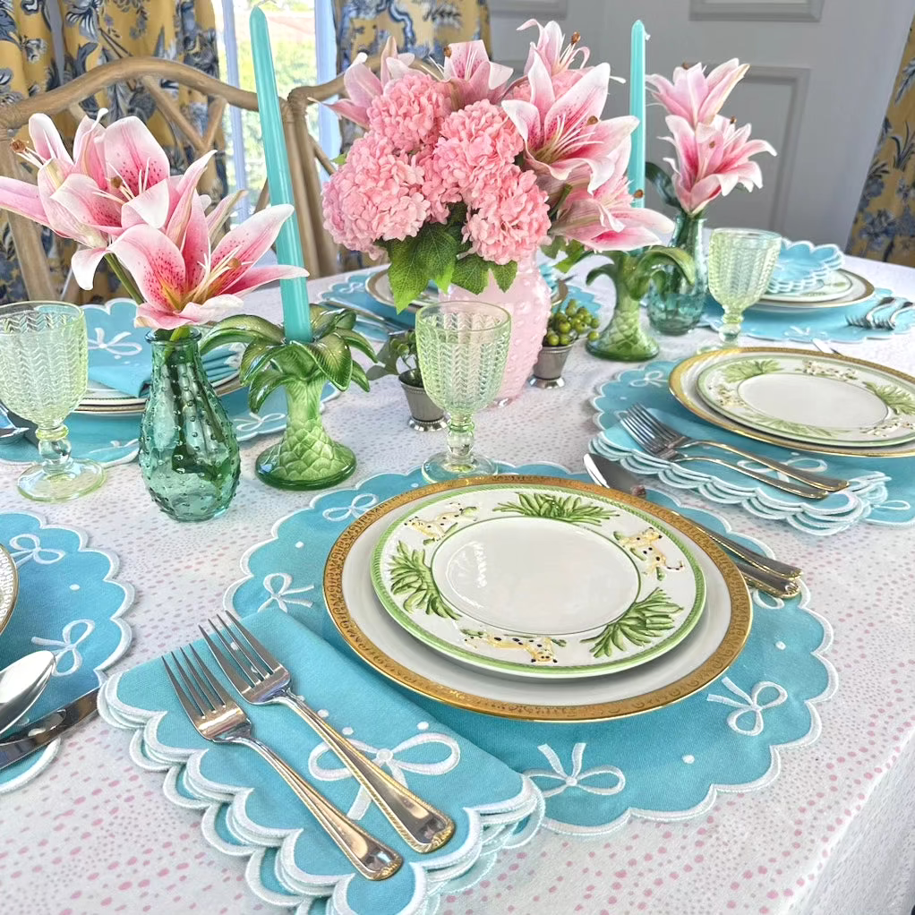 Juliet Bows Placemat in Robin Egg Blue - Well Appointed House