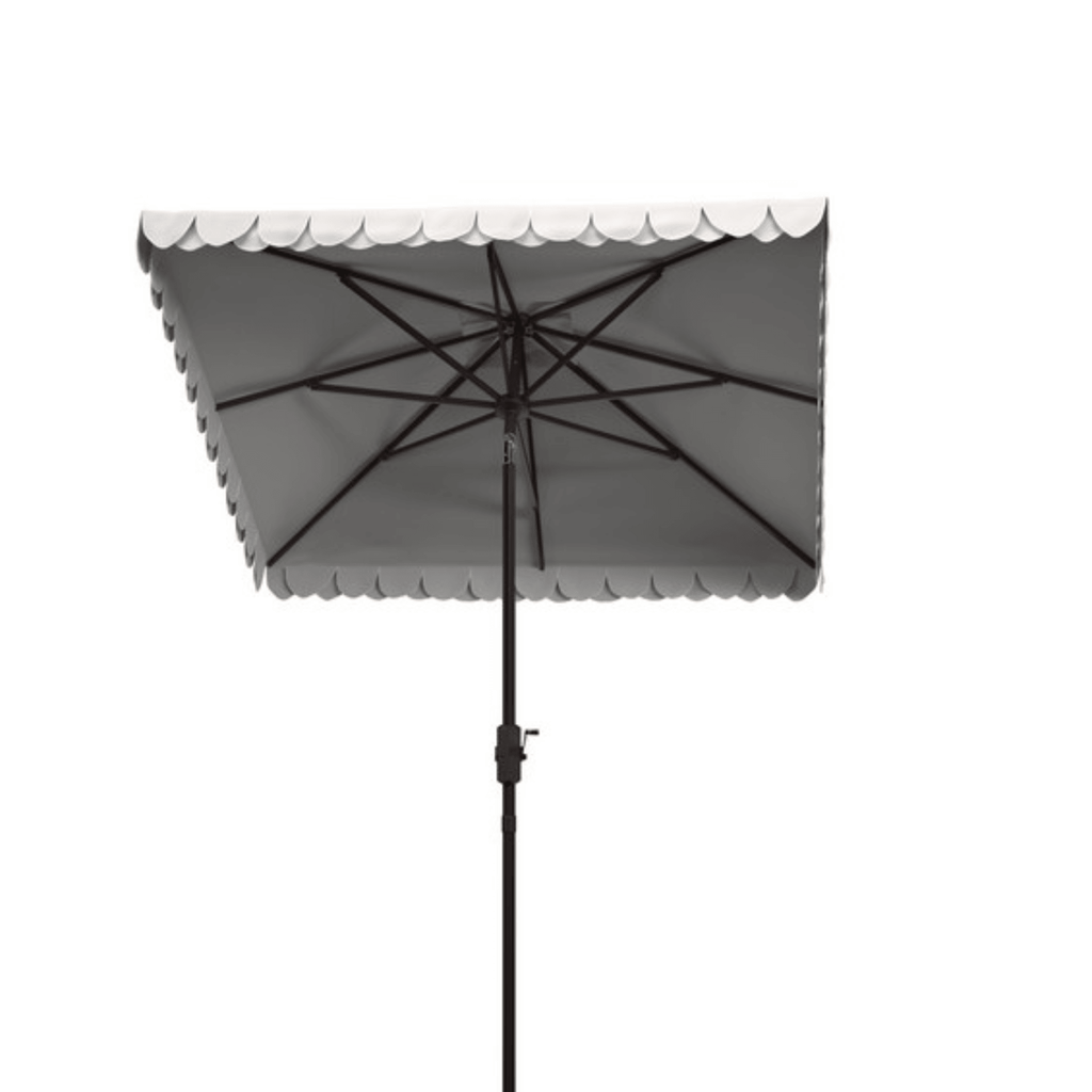 Elegant Valance 7.5 Ft Beige & White Square Umbrella - Outdoor Umbrellas - The Well Appointed House