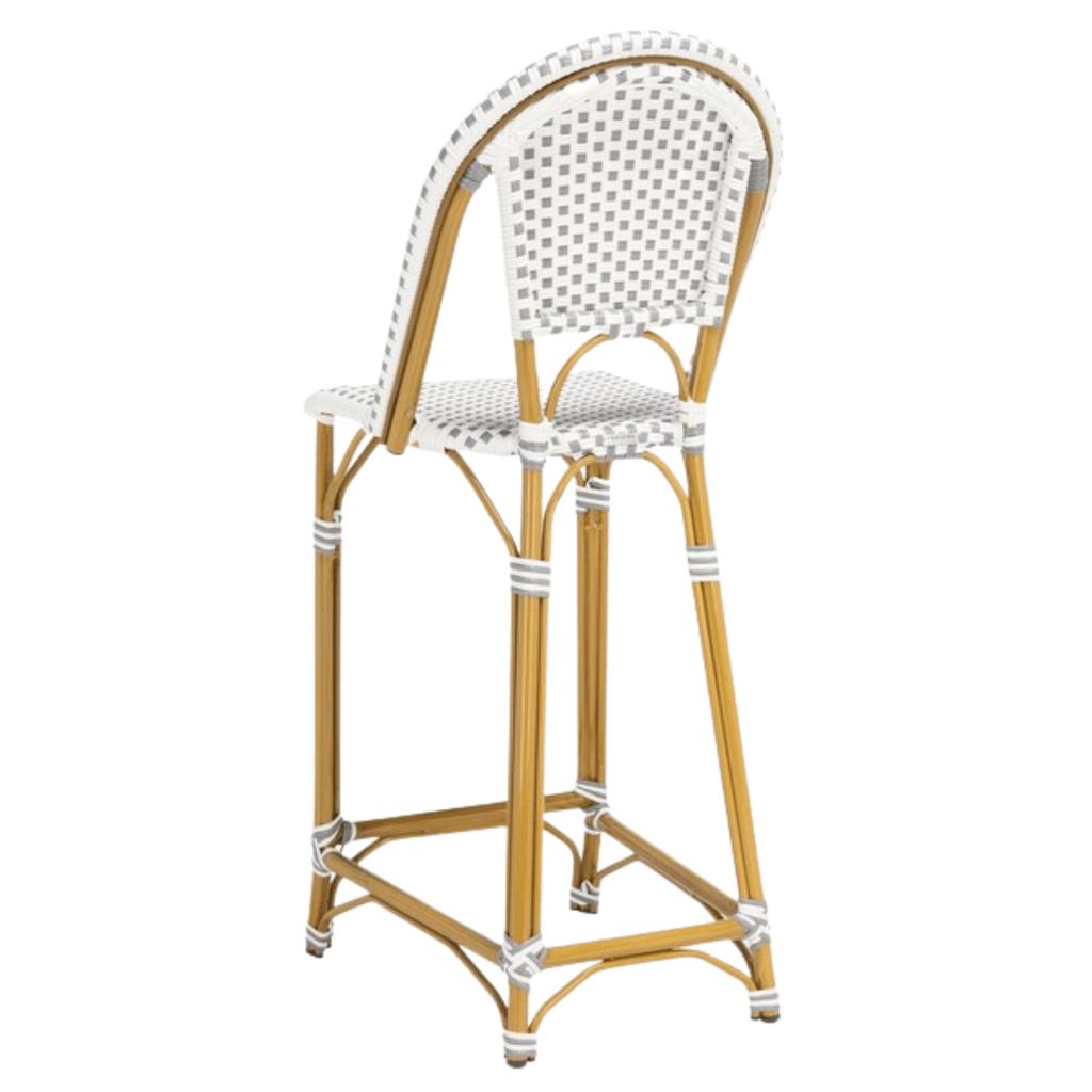 Stackable Wicker Bar Stools Stackable White and Grey PE Wicker & Aluminum Outdoor Bar Stool – The ...