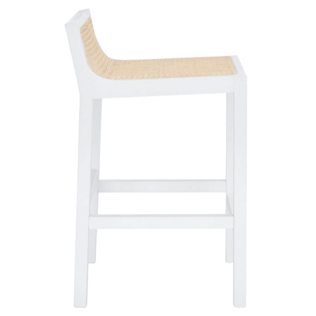 White Beech Wood Bar Stool With Cane Seat - Bar & Counter Stools -  The Well Appointed House