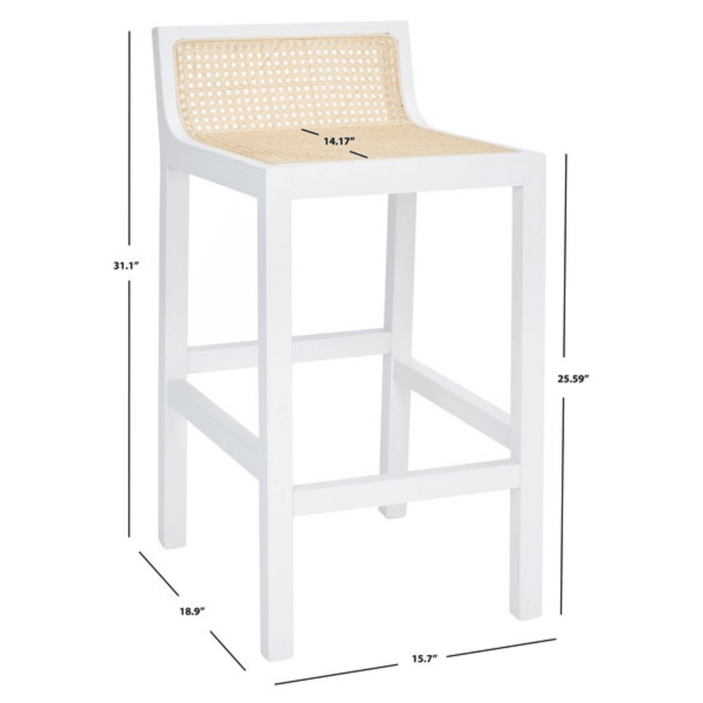 White Beech Wood Bar Stool With Cane Seat - Bar & Counter Stools -  The Well Appointed House