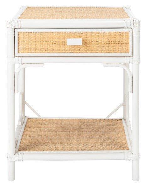 Bamboo & Rattan Natural & White One Drawer Nightstand - Nightstands & Chests - The Well Appointed House