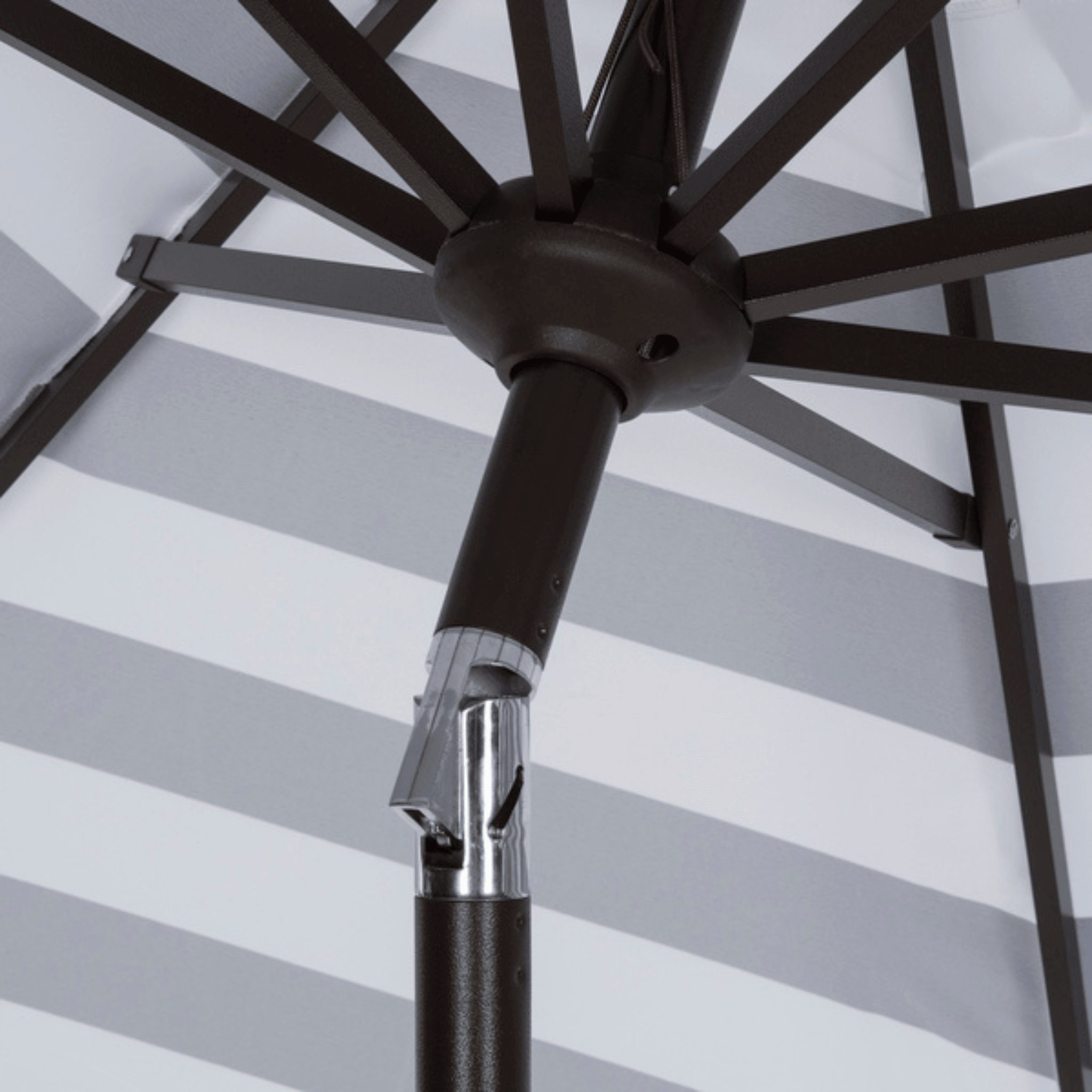 allen roth black and white stripe market 9-ft patio umbrella Safavieh 9 ft. Elsa Fashion Line Umbrella, Black/White
