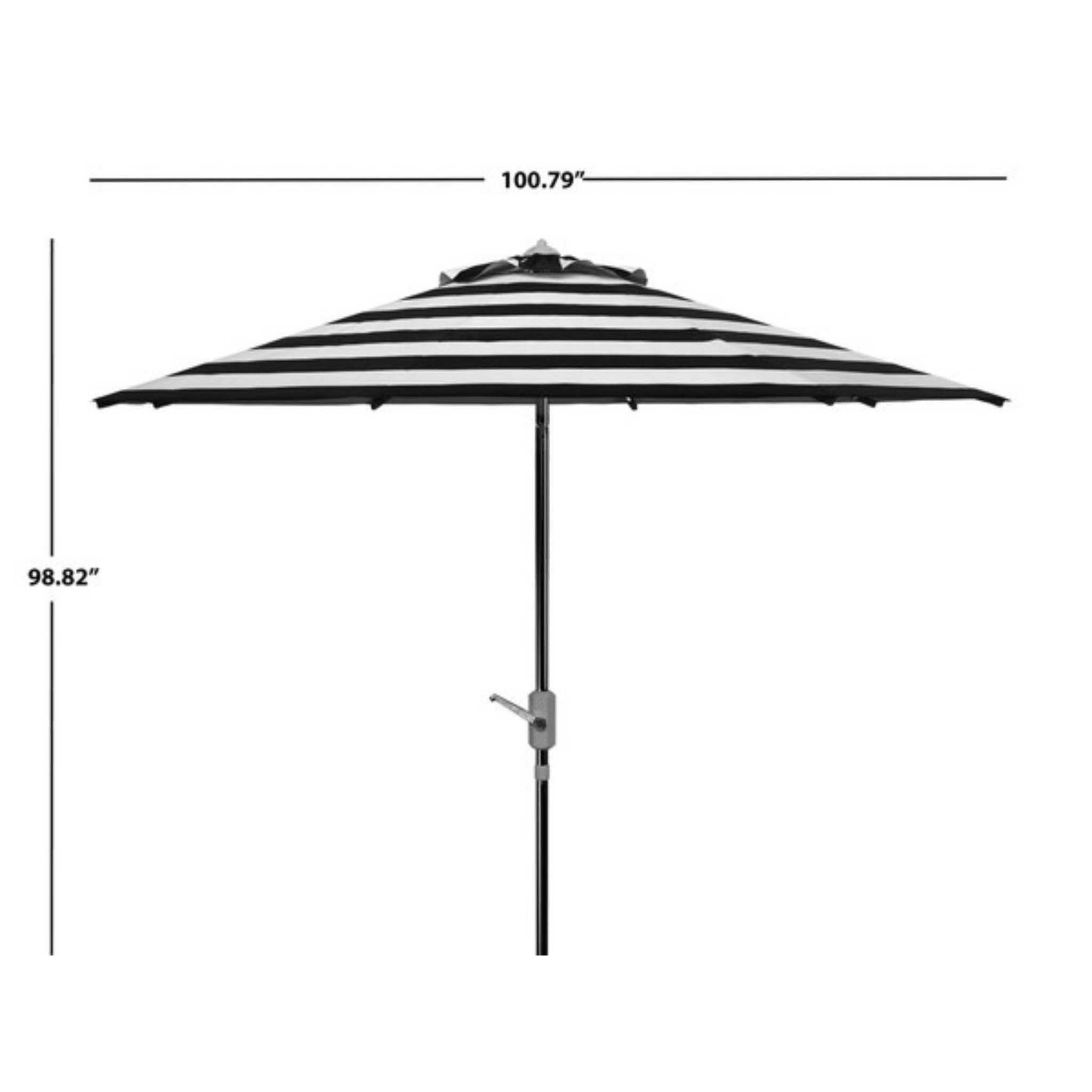 black and ivory striped patio umbrella Safavieh 9 ft. Iris Fashion Line Umbrella Black & White