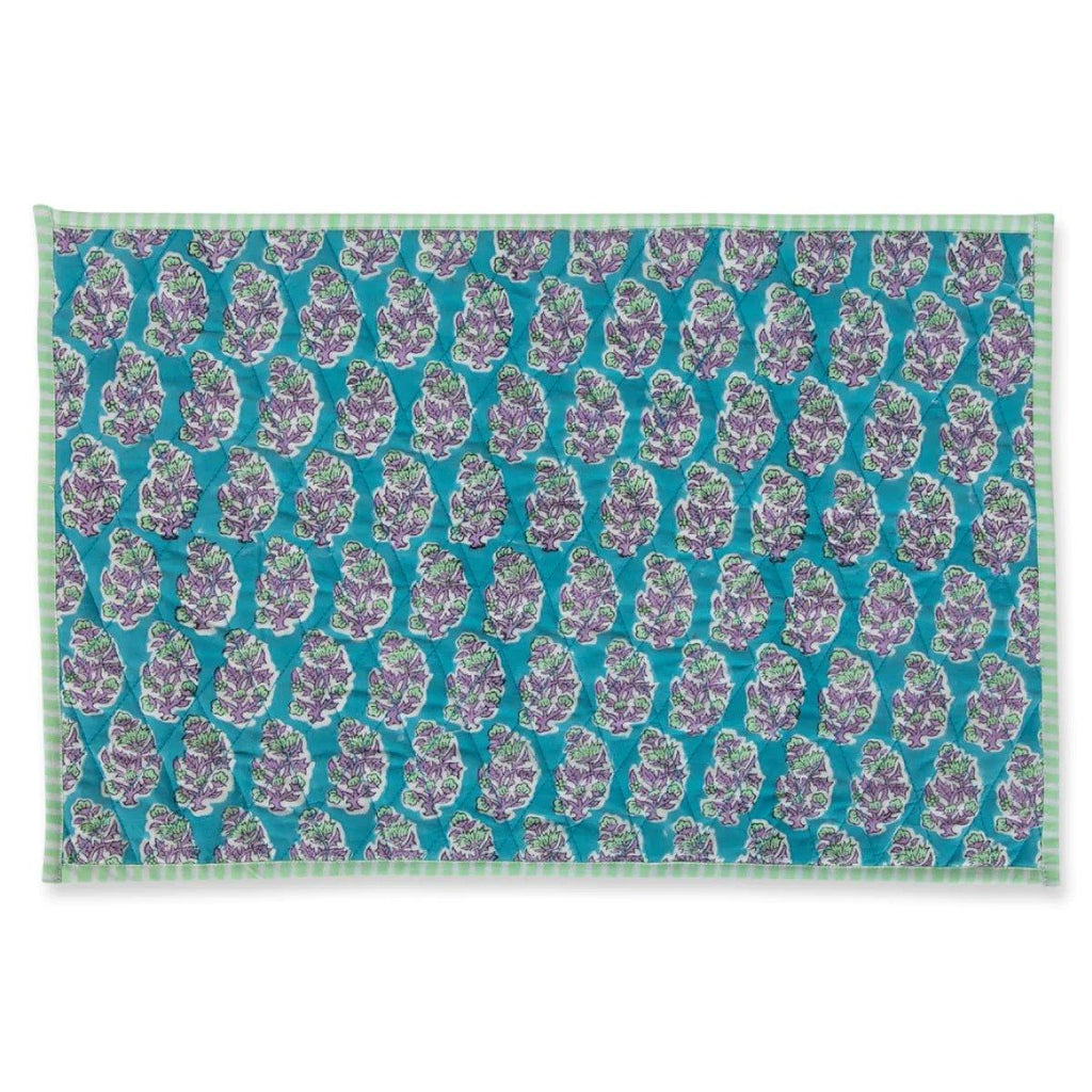 Blue and Purple Mimi Block Print Quilted Placemats-Set of 4-SOLD OUT - Placemats -  The Well Appointed House