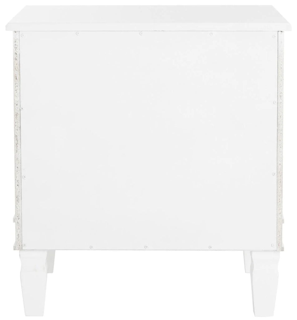 Contemporary Three Drawer Nightstand in White With Chrome Hardware - Nightstands & Chests - The Well Appointed House