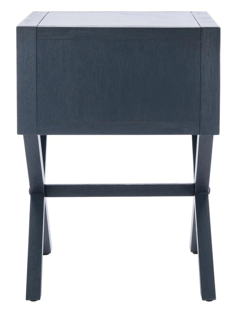 Cross Base One Drawer Contemporary Nightstand in Navy - Nightstands & Chests - The Well Appointed House