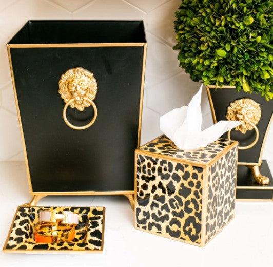 DISCONTINUED - Leopard Spotted Enamel Tissue Box Cover - Bath Accessories -  The Well Appointed House